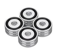 Pssopp 4 Piezas SP4010 Pie de Soporte de Aislamiento de Altavoz, Aleación de Aluminio de Aviación 7075 con Absorción de Impactos de Goma, para Amplificador DAC Grabador Medidor Tocadiscos (SILVER)