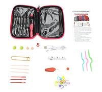 Pssopp 40 Unids Ganchillo Ganchillo Juego de Ganchos de Ganchillo con Luz LED USB de Carga Ganchos de Ganchillo Agujas de Tejer Kits de Herramientas Conjunto de Accesorios