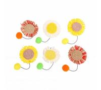 Pssopp 6 Piezas de Recambios de Juguetes para Varitas para Gatos, Reemplazos de Varitas para Gatos, Reemplazos de Juguetes de Plumas para Mascotas con Bola de Lana Colgante para (3 colores 6 paquetes)