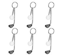 Pssopp 6 Piezas Mini Raqueta de Golf Bola Colgante Llavero de Metal Palos de Golf Llavero Deportes Dividido Llavero para Amantes del Deporte Regalo de los fanáticos