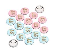 Pssopp 60 Uds., Pines de Revelación de Género, Botones para Baby Shower, Botón de Equipo para Niño Y Niña, Pin de Botón Rosa Y Azul para Suministros para Fiesta de Baby Shower