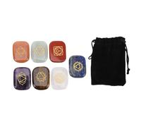 Pssopp 7pcs Runas Set de Piedra, Reiki Healing Chakra Meditation Gemstone Runas con Bolsa de Drawstring de Terciopelo para Curación