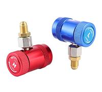 Pssopp Acopladores Rápidos para Aire Acondicionado R1234yf, Adaptadores de Puerto de Servicio de CA de Latón de 90 Grados con Funda de Seguridad para Juego de Manómetros de Colector HVAC