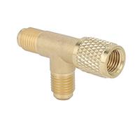 Pssopp Adaptador en T de Acoplamiento Rápido Conector en T de Refrigerante HVAC de Latón Núcleo de Válvula SAE de 1 4 Pulgadas para Acceso Al Vacuómetro R22 R12 R134 para Uso de Servicio de Técnicos