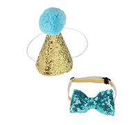 Pssopp Adorables Gorros de Mascotas Bownot Rear para Gatos de Perros, Cinta Elástica para Usar Fácilmente, Ideal para Fiesta de Cumpleaños (Blue)