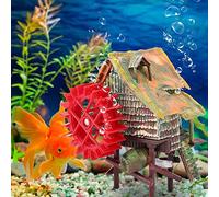 Pssopp Adorno del Acuario Adorno para el Paisaje Decoración del Acuario Decoración de paisajismo Neumático Airated Waterwheel Hut(Pequeño camión de Agua)