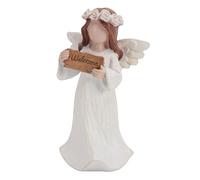 Pssopp Adornos Estatua Decorativa de Jardín de Resina Hecha a Mano con Letrero de Bienvenida para Decoración del Hogar Interior y Exterior Adorno de Escultura de ángel, Figuras de ángel