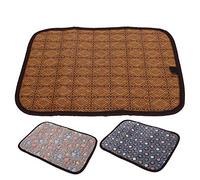 Pssopp Alfombra Reversible para Mascotas con Superficie de Ratán y Lado de Felpa, Almohadilla Refrescante Transpirable para Perros y Gatos, Cama para Dormir Cálida en Invierno (M)