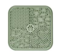 Pssopp Alfombrilla de Alimentación Lenta para Perros, Ventosa de Silicona, Almohadilla para Lamer Mascotas, Zonas Texturizadas, Antideslizante, Calmante para el Cuidado del Baño, (Green)