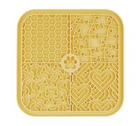 Pssopp Alfombrilla de Alimentación Lenta para Perros, Ventosa de Silicona, Almohadilla para Lamer Mascotas, Zonas Texturizadas, Antideslizante, Calmante para el Cuidado del Baño, (Yellow)