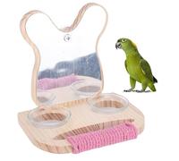 Pssopp Alimentador de Agua de Alimentos para Pájaros Perch, Artesanía Exquisita Detalles de Diseño Encantador Alimentador Colgante de Aves con Espejo para Accesorios de Alimentación