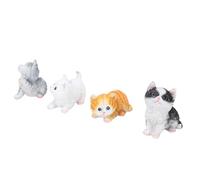 Pssopp Artículos de Decoración de Mesa Resina Lindo Mini Gatitos Estatua para Escritorio Casas de Muñecas Paisaje Bonsai Adorno Decoración 4 Piezas Mini Figuras de Gato, Figuras de Gato