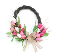 Pssopp Artificial, de Plástico para Puerta de Entrada con Diseño Floral 3D, Decorativa de Primavera y Verano de 15,7 Pulgadas a Prueba de Decoloración para Puerta de Entrada, Pared, Chimenea, (Rojo