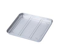 Pssopp Bandeja para Hornear de Acero Inoxidable con Rejilla de Alambre Bandeja para Hornear con Rejilla para Cocina Restaurante en Casa de Drenaje Multifuncional para (Grande con estante)