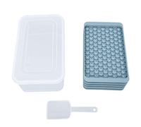 Pssopp Bandeja Redonda para Bolas de Hielo, Máquina para Hacer Cubitos de Hielo de 4 Capas con Tapa y Caja de Almacenamiento con Cuchara para Cócteles de Whisky, Barra Casera Completa (gris azul)