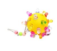 Pssopp Bola de Campanas para Jaula de Loros, Bola Colgante de Plástico Interactiva para Pájaros, Juguete para Masticar Periquitos para Cacatúas, Conure, Agapornis, Perros, Cachorros y (Yellow)