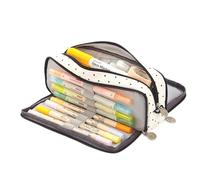 Pssopp Bolsa de Papelería Linda, Bolso a Lápiz Doble Apertura Gran Capacidad para la Escuela (Gota Lluvia Estrellas)