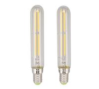 Pssopp Bombilla de Tubos de Luz LED de 4W 2 Uds E14 T20x120mm 2300K Blanco Cálido sin Parpadeo 25000H de Vida útil para el Hogar Dormitorio Baño Iluminación Decorativa (Transparente)