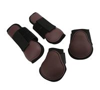 Pssopp Botas para Tendones de Caballo, Soporte de Pierna Delantera Abierta de Neopreno de PU para Saltar y Montar en Senderos, Protección Amortiguadora para Caballos (Conjunto marrón XL)