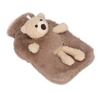 Pssopp Botella de Agua Caliente de 1000 Ml, Material de PVC de Felpa, Diseño Lindo de Dibujos Animados para Uso en el Hogar y la Oficina (BROWN)