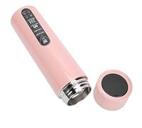 Pssopp Botella de Agua Inteligente con Aislamiento Al Vacío, Vaso Inteligente con Pantalla Táctil de Temperatura, Luz de Recordatorio por Hora para una Hidratación Saludable, 420 Ml, (Rosado)