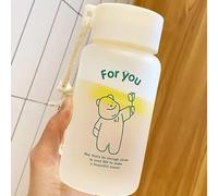 Pssopp Botella de Agua para Niños Taza de Agua para Niños Botella para Beber para con de Silicona Suave Impresión de Dibujos Animados Lindo Tapa a Prueba de Fugas Sin BPA para (oso verde)