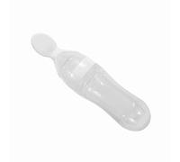 Pssopp Botella de Alimentación de Silicona 90 Ml con Cuchara, Materiales Seguros, Fáciles Alimentar, Diseño Conveniente, Uso Versátil, Fácil Mantenimiento, Gachas Leche Cereal (WHITE)