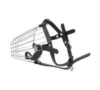 Pssopp Bozal para de Acero Inoxidable, Correas de Cuero Ajustables, Hocico Reforzado con Pastor Alemán con Diseño Transpirable Que Evita Mordeduras para Perros de Tamaño Mediano y