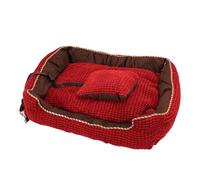 Pssopp Cama de Lujo para Mascotas, sofá Rectangular Grande con Funda Lavable para Gatos y Perros Medianos (Rojo)
