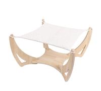 Pssopp Cama Elevada para Gatos de Madera con Diseño Desmontable, Esterilla Tejida para Descanso de Gatos y Mascotas Pequeñas