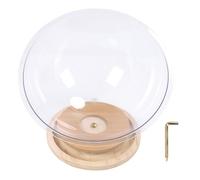 Pssopp Cama para Gatos con Cápsula Transparente, Cuenco Acrílico Transparente para Gatos con Base de Madera Maciza y Plataforma Giratoria, Pista de Juguete, Bola de Menta, Punto de Descanso Interior