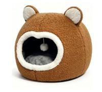 Pssopp Camas y Muebles para Gatos Colgantes con Bolas, 34x34x33cm M 37x37x36cm L 42x42x40cm XL Casa Cueva con Oso de Peluche, Espuma Viscoelástica Reversible, Lavable para Todas Las Estaciones, para