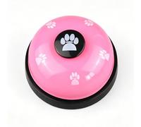 Pssopp Campana de Entrenamiento para Perros, Base Antideslizante de Plástico, Diseño de Huella de Pata para IR Al Baño, Entrenamiento para IR Al Baño, Comunicación Exterior, 2 uds. (Rojo y Rosa)