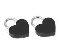 Pssopp Candado en Forma de Corazón, Mini Candado de Metal con Llaves, Decorativo para Joyero, Almacenamiento de Diario, Ideal para Regalos de Boda, Fiestas de Cumpleaños (BLACK)