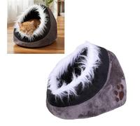 Pssopp Casa de Felpa Desmontable para Mascotas, Acogedora Cama Semicerrada para Perros y Gatos con Acolchado Suave para Uso Doméstico Durante Todo el Año