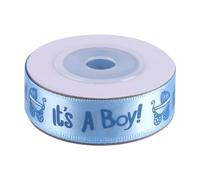 Pssopp Cinta de Baby Shower It's a Boy, Poliéster Satinado Azul para Fiesta de Baby Shower, Envoltura de Regalos, 10 Yardas (BLUE)