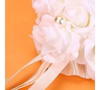 Pssopp Cojín Romántico de la Almohada de la Caja del Anillo del Regalo de del Corazón de los Favores de la Boda de la Rosa, Espuma, Diseño Floral Elegante para los Anillos de Boda