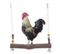 Pssopp Columpio de Pollo, Columpios Colgantes de Pollo Juguetes Juguetes para morder Bloques de Madera Columpio de Pollo con Campana para Loros medianos y Grandes Cacatúa Gris Africano guacamayos