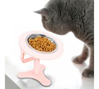 Pssopp Comedentes de Gato de Mascotas de Acero Inoxidable, Tazones de Comida para Gatos 15 ° Alimentador Antideslizante de Acero Inoxidable Inclinado para Alimentación Diaria de (Rosado)