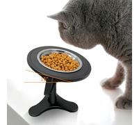 Pssopp Comedentes de Gato de Mascotas de Acero Inoxidable, Tazones de Comida para Gatos 15 ° Alimentador Antideslizante de Acero Inoxidable Inclinado para Alimentación Diaria de (Black)