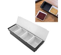Pssopp Condiment Caddy Bar Fruit Bar Fruit Caddy con Tapa Condiment Caddy Plástico Duradero Tapa Transparente Diseño Desmontable Barra Multifunción Fruit Caddy para Condimentos de Frutas Vegetales (4