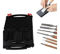 Pssopp Conjunto de Herramientas de Afilado de Carpintería, Herramientas de Guía de Tallado en Madera con Orientación de ángulo Ajustable Preciso y Caja de Almacenamiento para