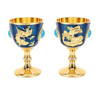 Pssopp Copa con Incrustaciones de Turquesa Vintage, Esmalte Decorativo, 2 uds. (BLUE)
