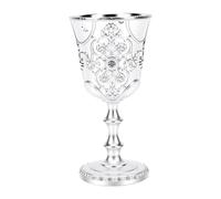 Pssopp Copa de Vino de 3,74 Pulgadas, Cáliz Medieval Grabado de Primera Calidad, Copa Esmaltada Decorativa para la Iglesia, Boda, Aniversario, Decoración de Fiesta, Vintage Plateada, Vintage Plateada