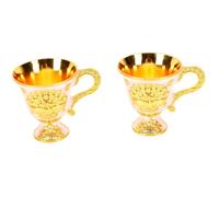 Pssopp Copas De Vino Copas De 2,17 Pulgadas De Altura, Patrón De Pavo Real Base Pesada De 130 G, Bebidas Ceremoniales, Decoración Retro Para El Hogar 2 Piezas De Decorativas Adornadas En Relieve