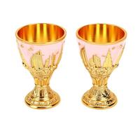 Pssopp Copas de Vino Copas de Vino de Metal, Grabados en 3D de Dubai 2 Piezas de de Metal Vintage Vintage de 2,76 Pulgadas (WHITE)