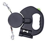 Pssopp Correa Doble Retráctil para Perros, Correa Reflectante para Mascotas con Control Ajustable para Dos Perros, de Longitud con Linterna y Dispensador de Bolsas para Aventuras Al Aire Libre