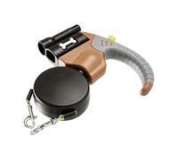 Pssopp Correa Retráctil para Perros Doble, Nailon a Prueba de Desgaste, Telescópica Automática, sin Torsión, Cuerda para Caminar para Dos Perros con Luz LED para Mascotas Que Cami (Brown)