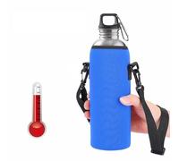 Pssopp Cubierta de Botella Negra, Bolsa de Caja Soporte Botella Agua Neopreno Aislada 1000 Ml, Excelente Protección para su, un Buen Accesorio para los Amantes los Viajes con Correa el Hombro, (Blue)