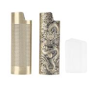 Pssopp Cubierta de Encendedor de Metal de 2 Piezas, Construcción Resistente de Aleación de Zinc Exquisito Patrón Grabado Estuche para Encendedor de Fácil Extracción para Regular(8 Cm de (Bronce)